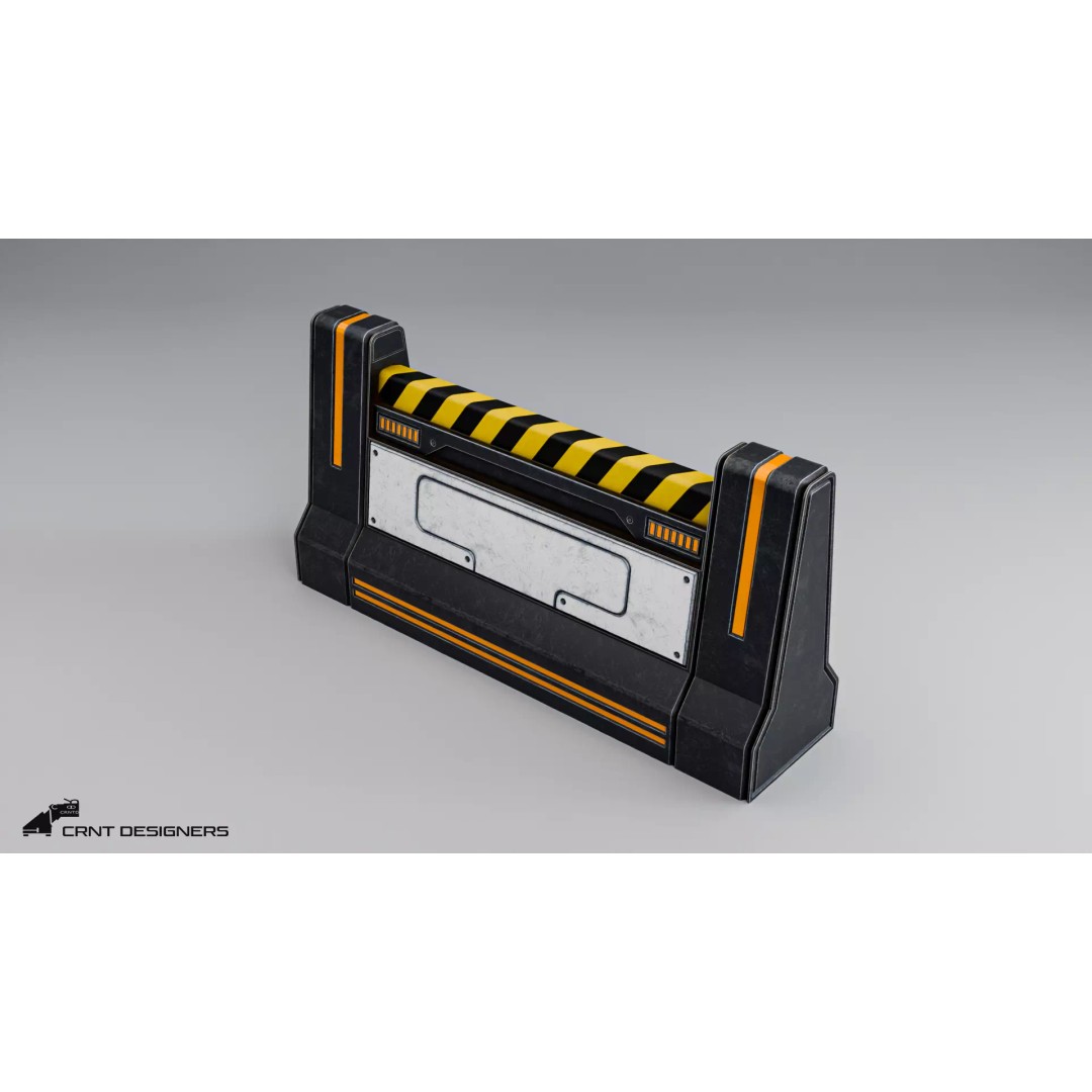 Sci-Fi Road Barrier 3D Model – Low Poly PBR Game Asset, FBX, Blender - View 10