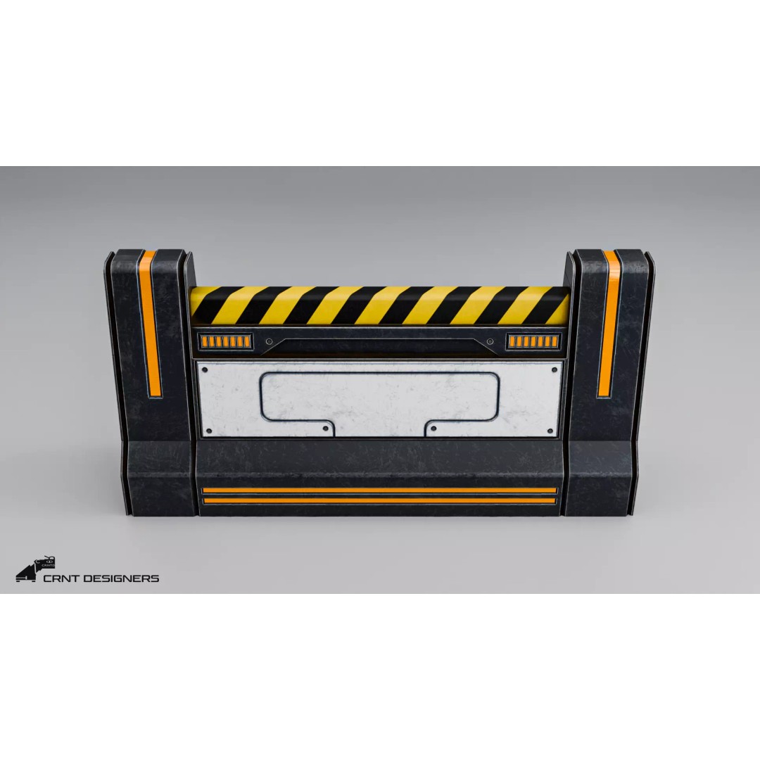 Sci-Fi Road Barrier 3D Model – Low Poly PBR Game Asset, FBX, Blender - View 12