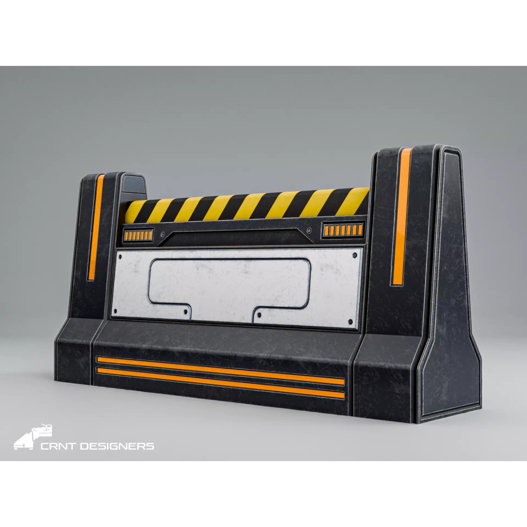 Sci-Fi Road Barrier 3D Model – Low Poly PBR Game Asset, FBX, Blender - View 2