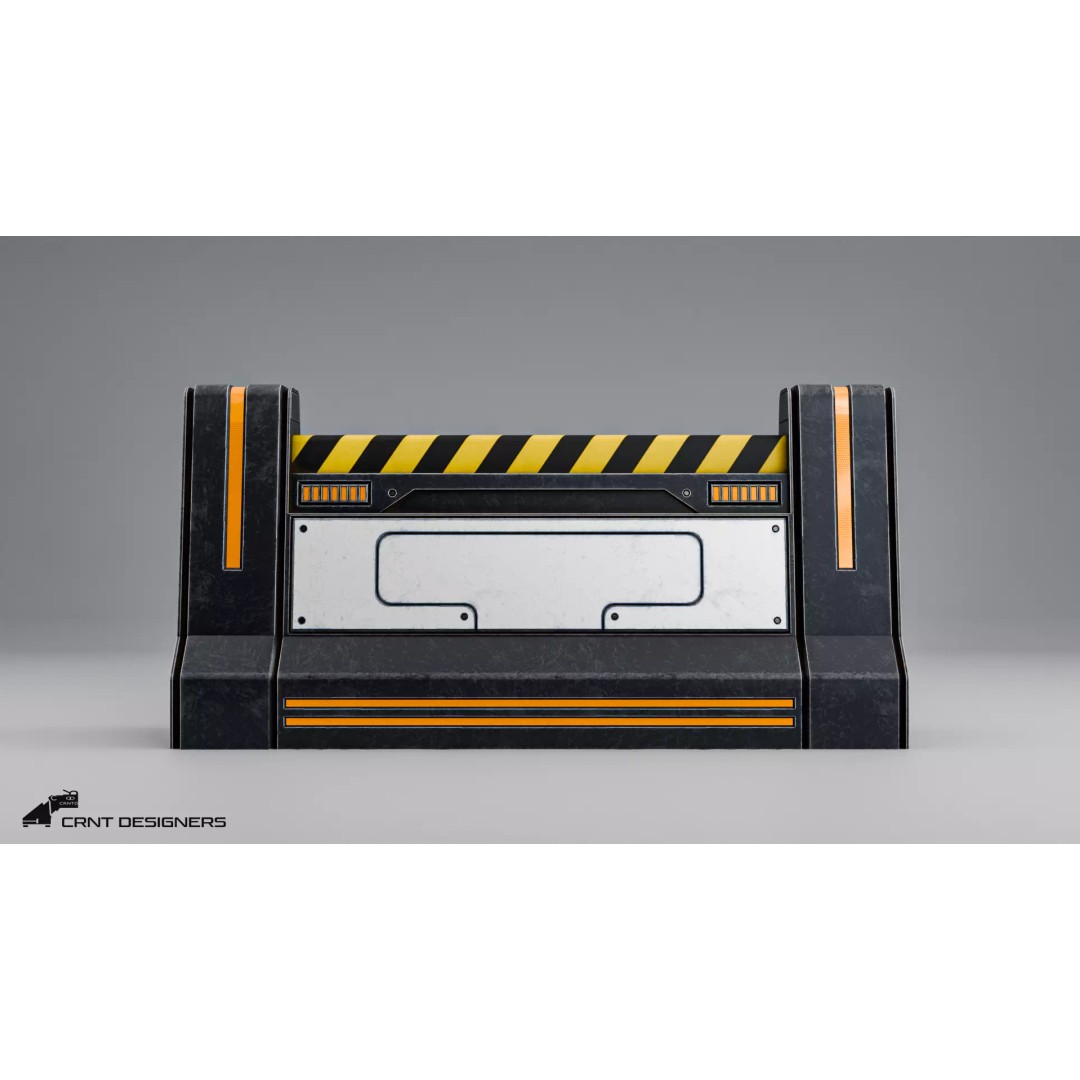 Sci-Fi Road Barrier 3D Model – Low Poly PBR Game Asset, FBX, Blender - View 3