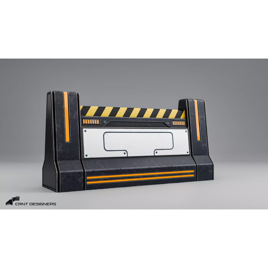 Sci-Fi Road Barrier 3D Model – Low Poly PBR Game Asset, FBX, Blender - View 6