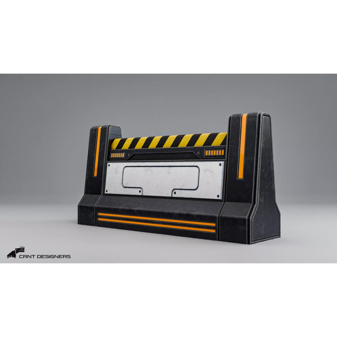 Sci-Fi Road Barrier 3D Model – Low Poly PBR Game Asset, FBX, Blender - View 9