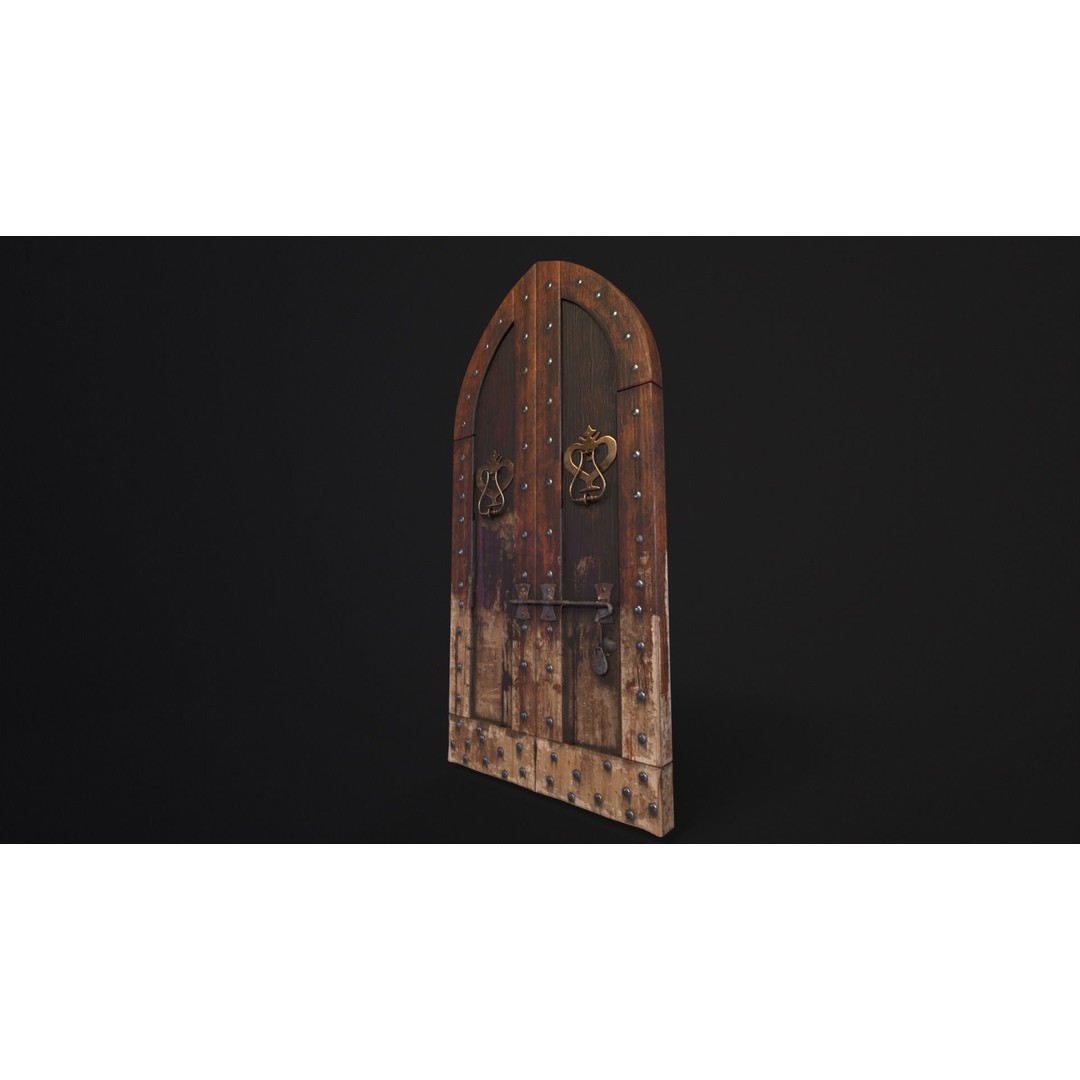 Medieval Sturdy Door 3D Model – Low Poly Game Asset, FBX, OBJ