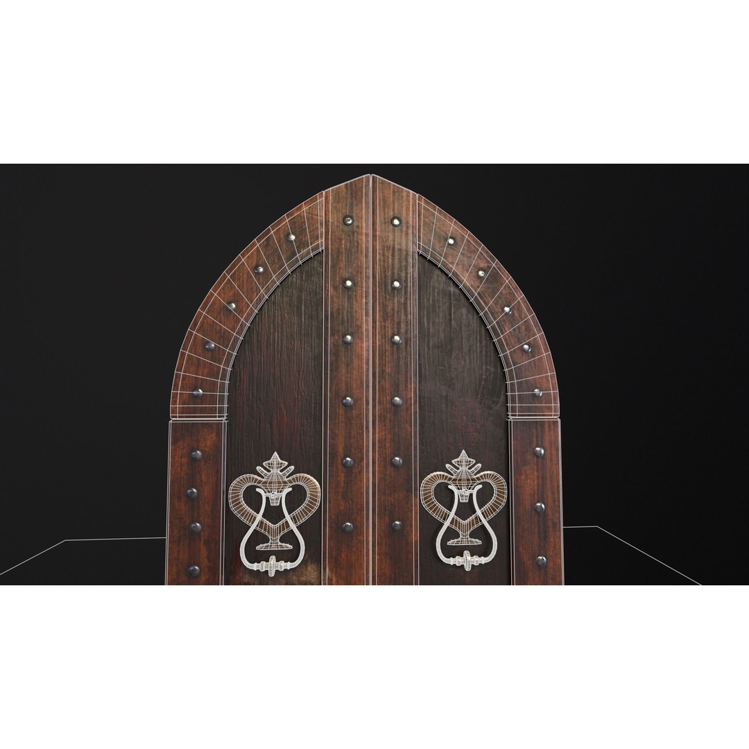 Medieval Sturdy Door 3D Model – Low Poly Game Asset, FBX, OBJ - View 10
