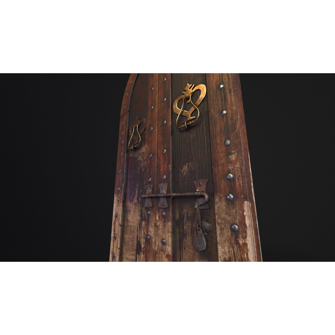 Medieval Sturdy Door 3D Model – Low Poly Game Asset, FBX, OBJ - View 11