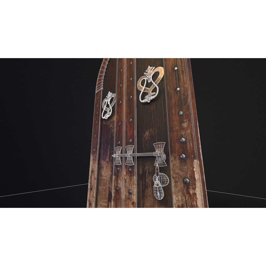 Medieval Sturdy Door 3D Model – Low Poly Game Asset, FBX, OBJ - View 13