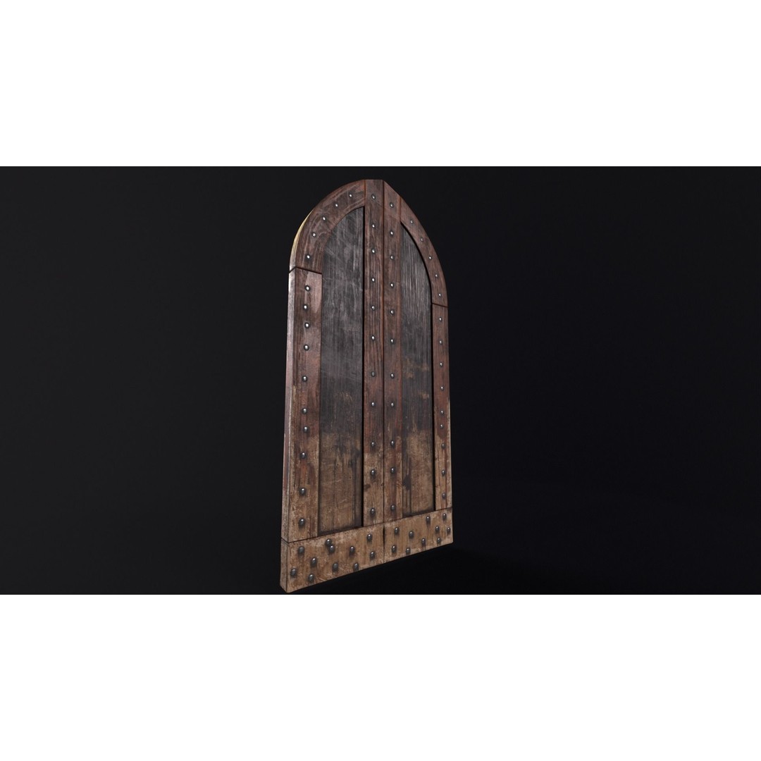 Medieval Sturdy Door 3D Model – Low Poly Game Asset, FBX, OBJ - View 14