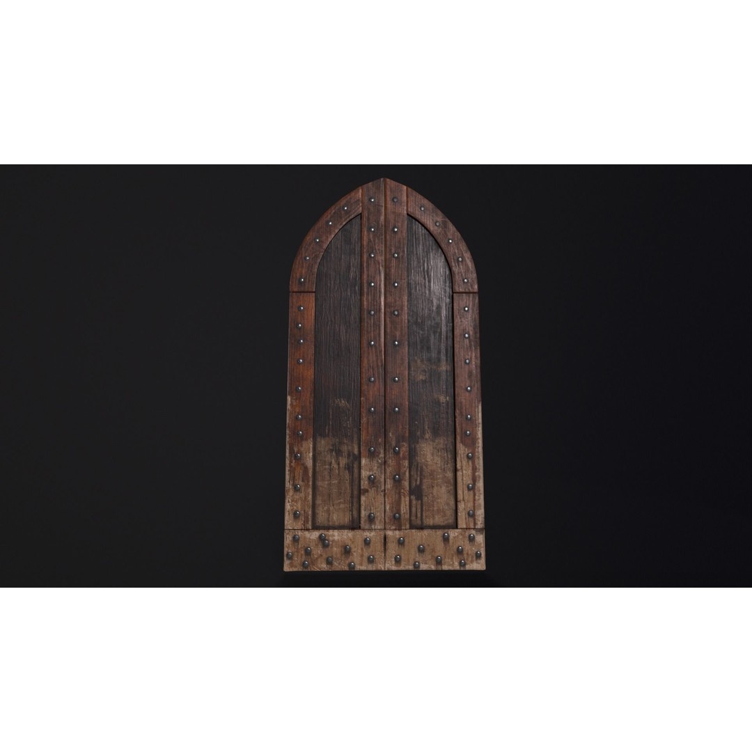Medieval Sturdy Door 3D Model – Low Poly Game Asset, FBX, OBJ - View 15