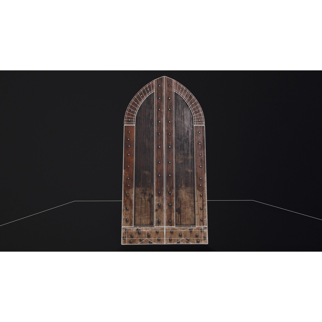 Medieval Sturdy Door 3D Model – Low Poly Game Asset, FBX, OBJ - View 16