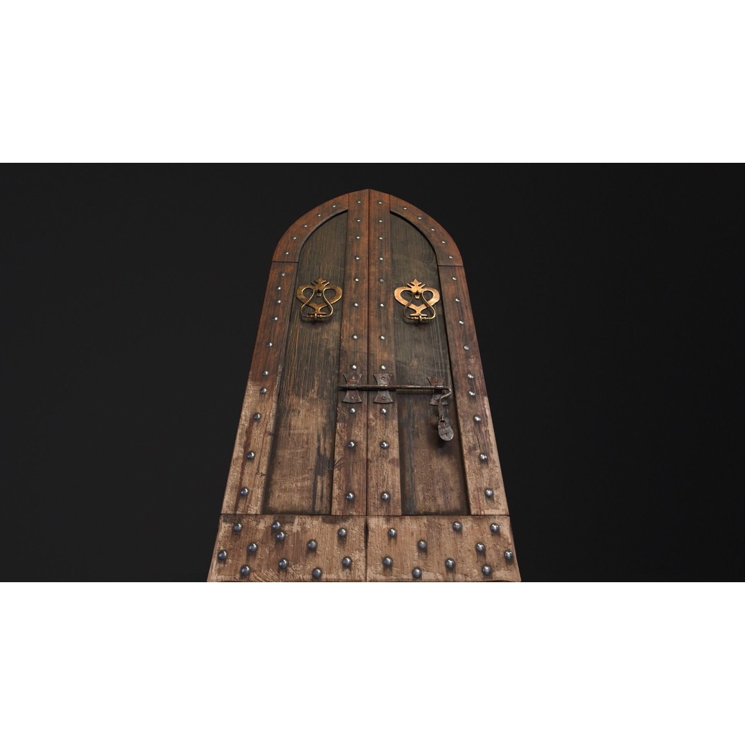 Medieval Sturdy Door 3D Model – Low Poly Game Asset, FBX, OBJ - View 18