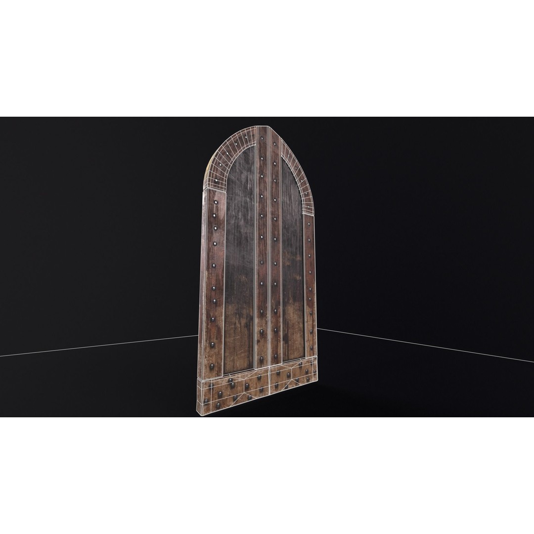 Medieval Sturdy Door 3D Model – Low Poly Game Asset, FBX, OBJ - View 19