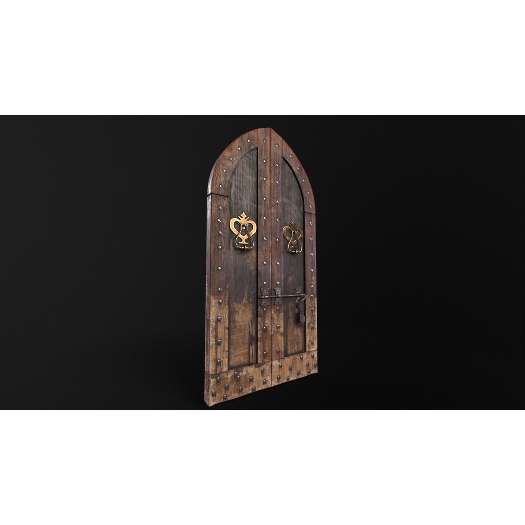 Medieval Sturdy Door 3D Model – Low Poly Game Asset, FBX, OBJ - View 20