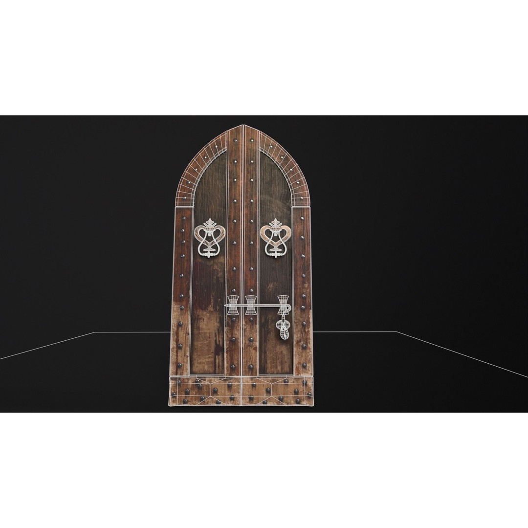 Medieval Sturdy Door 3D Model – Low Poly Game Asset, FBX, OBJ - View 21