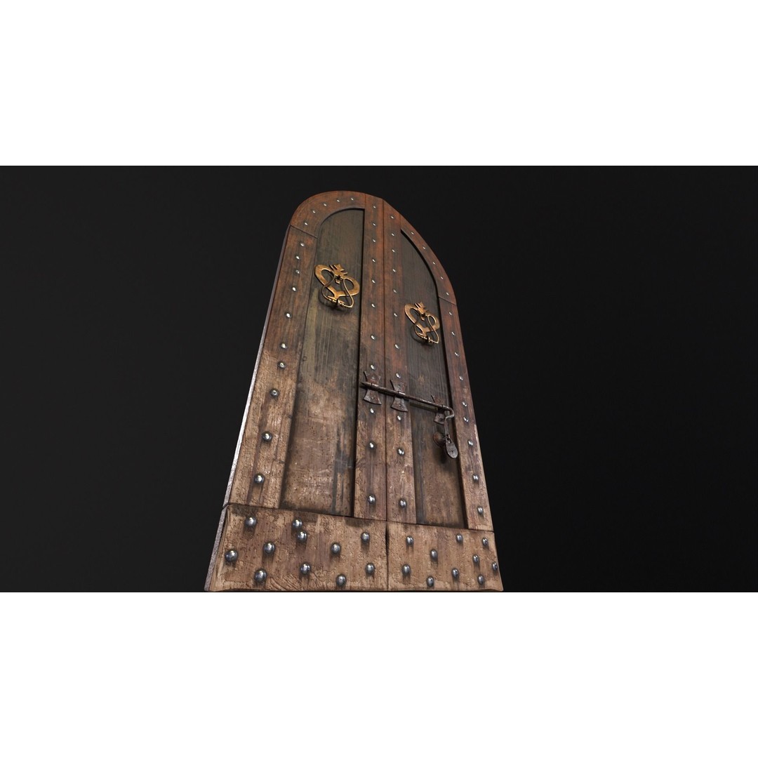 Medieval Sturdy Door 3D Model – Low Poly Game Asset, FBX, OBJ - View 3