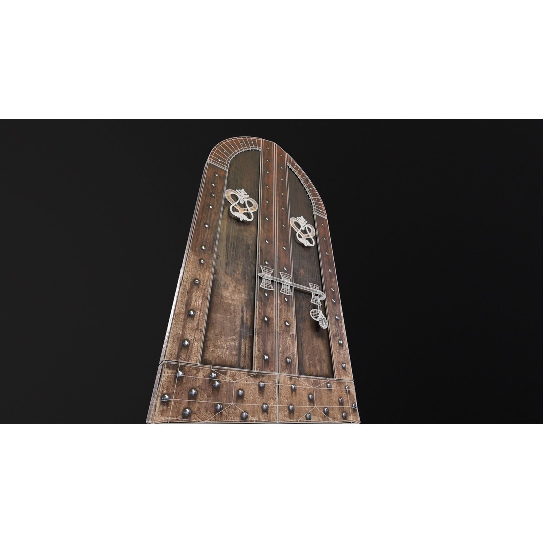 Medieval Sturdy Door 3D Model – Low Poly Game Asset, FBX, OBJ - View 5