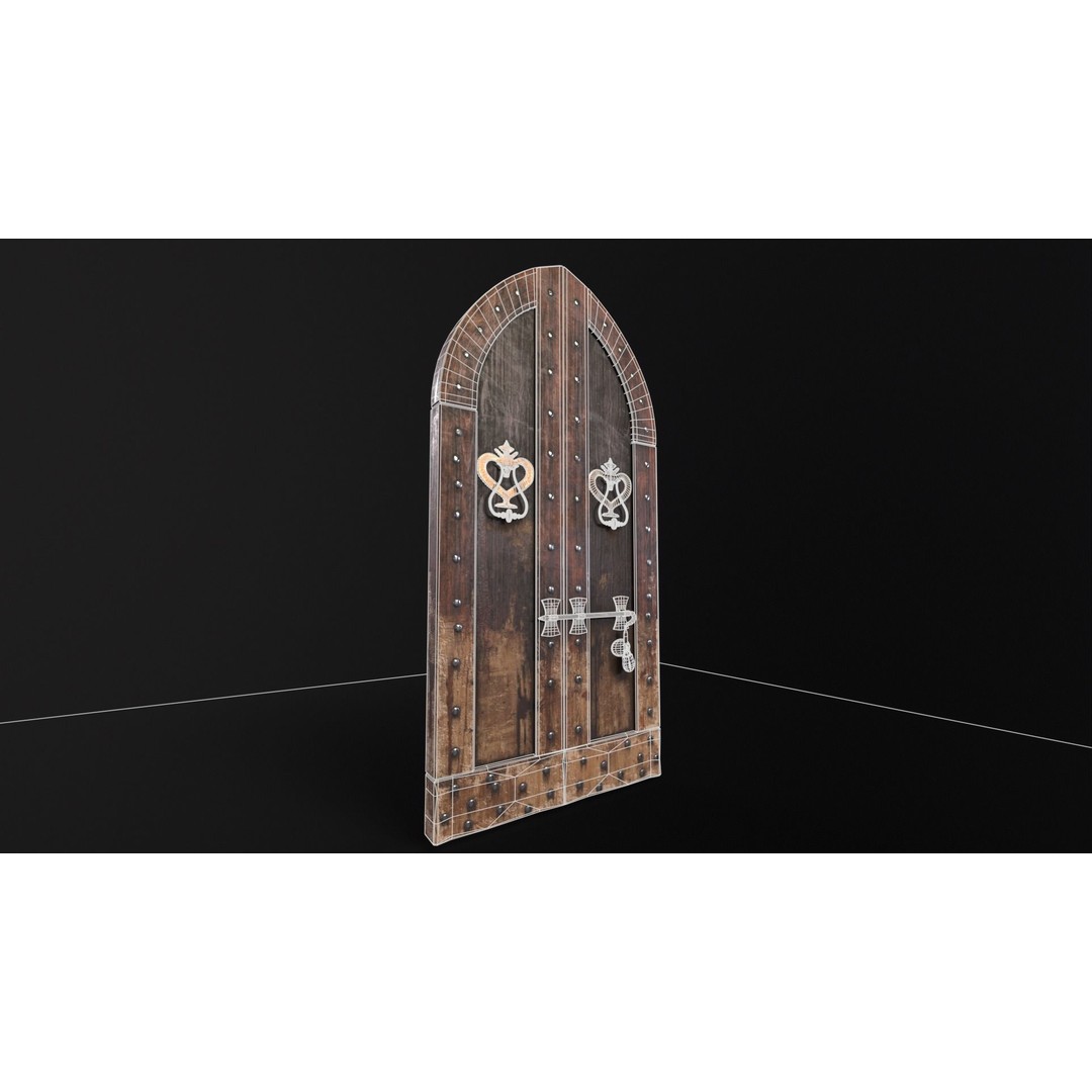 Medieval Sturdy Door 3D Model – Low Poly Game Asset, FBX, OBJ - View 6