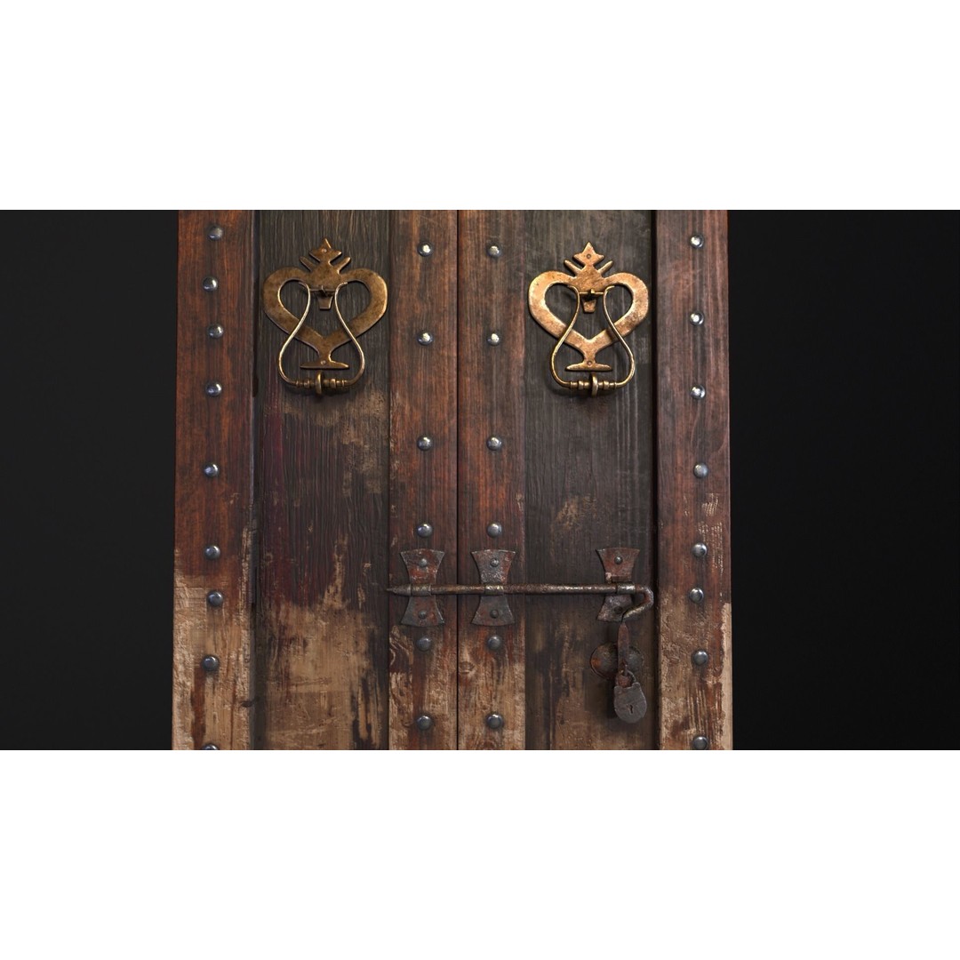 Medieval Sturdy Door 3D Model – Low Poly Game Asset, FBX, OBJ - View 7