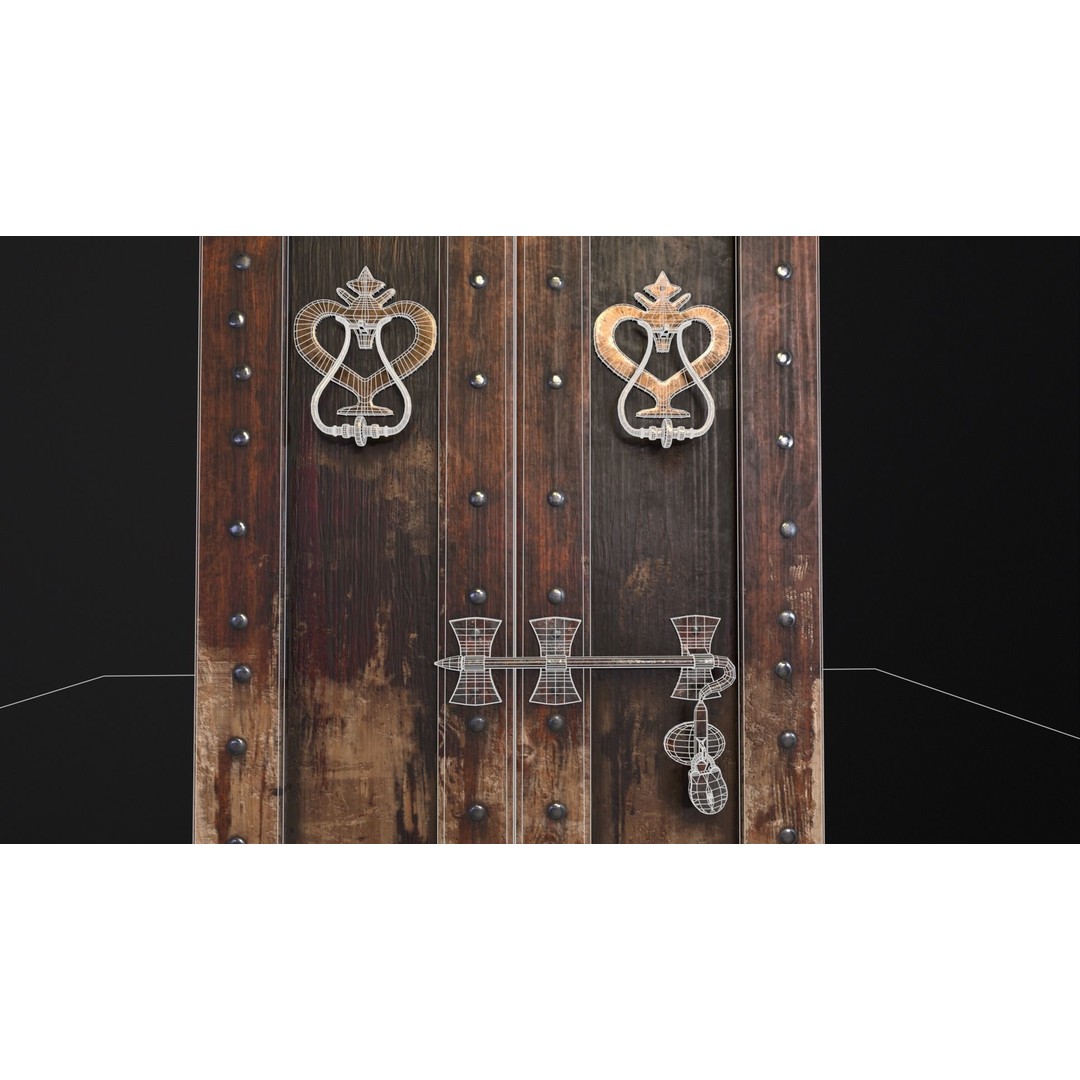 Medieval Sturdy Door 3D Model – Low Poly Game Asset, FBX, OBJ - View 8