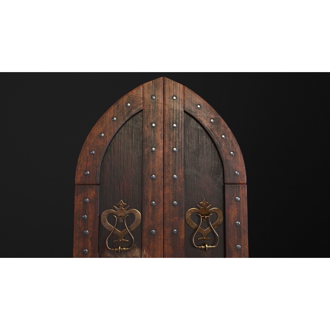 Medieval Sturdy Door 3D Model – Low Poly Game Asset, FBX, OBJ - View 9
