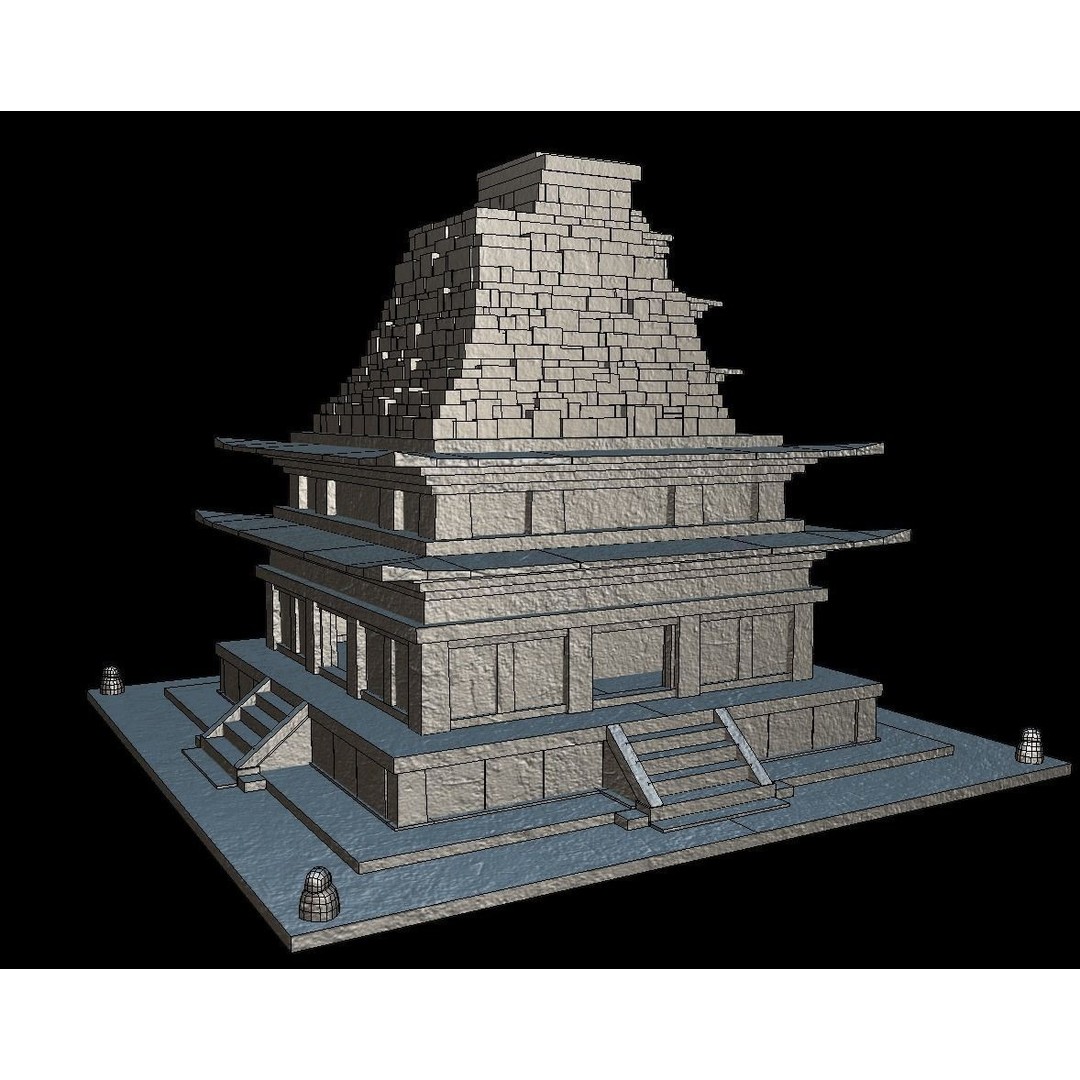 Mireuksaji Stone Pagoda 3D Model – Low Poly Architectural Asset, FBX