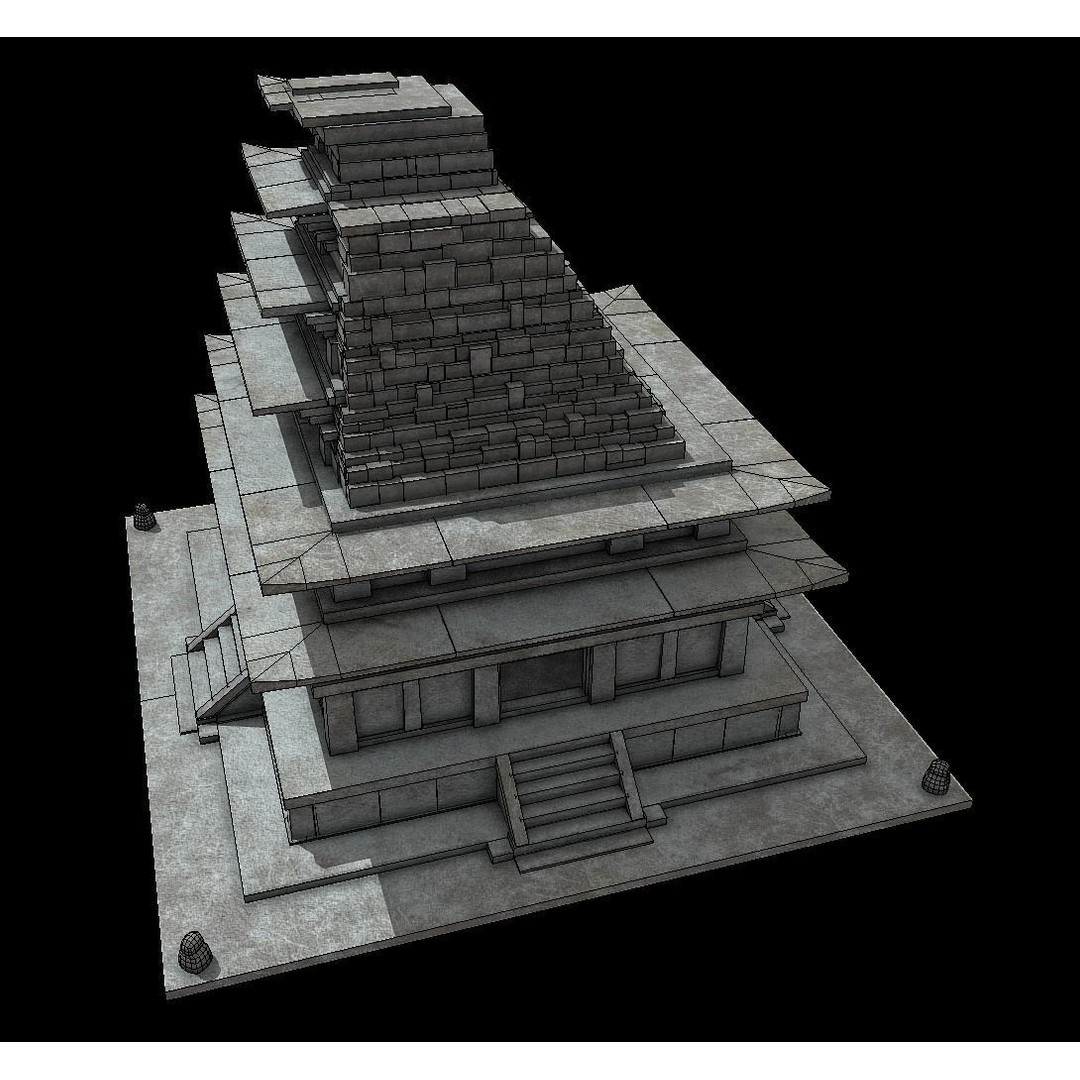 Mireuksaji Stone Pagoda 3D Model – Low Poly Architectural Asset, FBX - View 10
