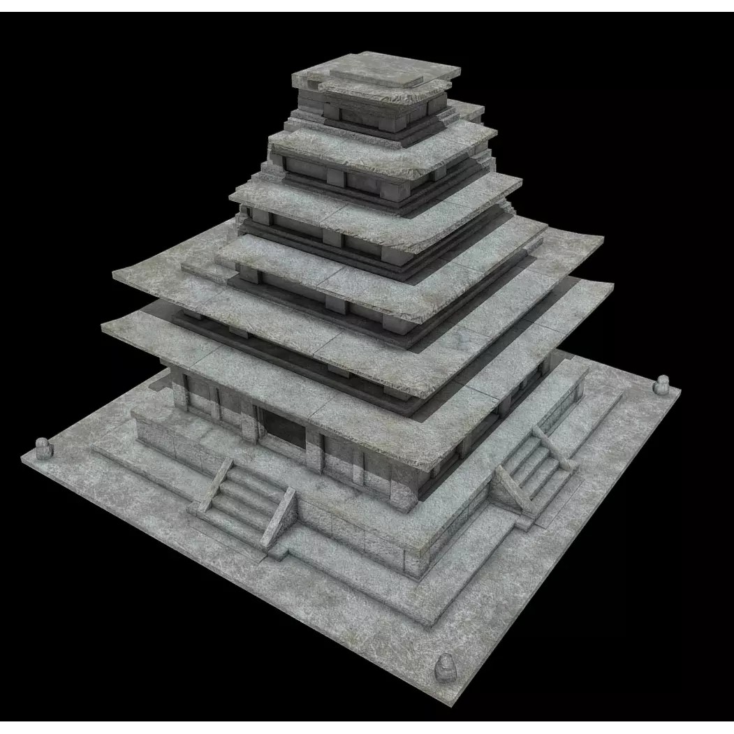 Mireuksaji Stone Pagoda 3D Model – Low Poly Architectural Asset, FBX - View 2