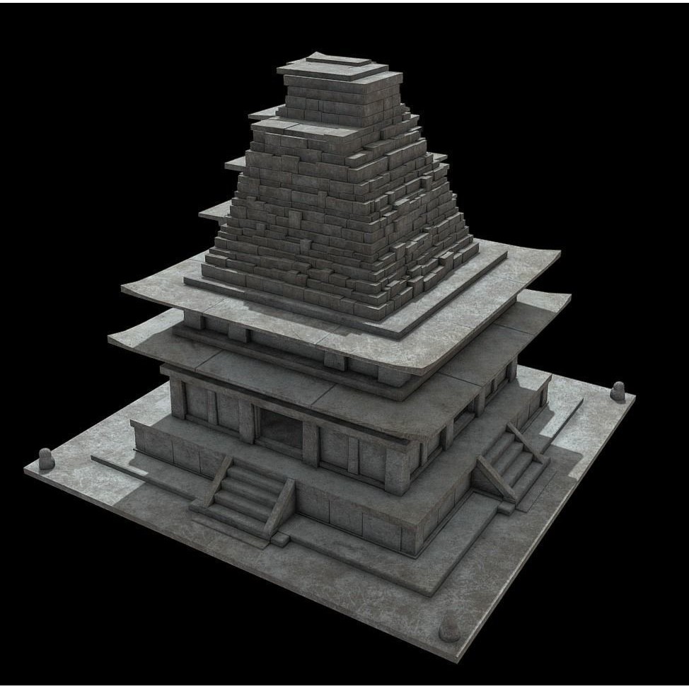 Mireuksaji Stone Pagoda 3D Model – Low Poly Architectural Asset, FBX - View 3