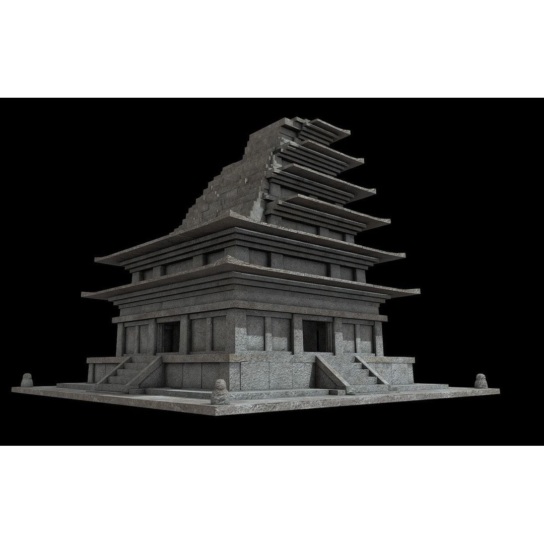 Mireuksaji Stone Pagoda 3D Model – Low Poly Architectural Asset, FBX - View 4