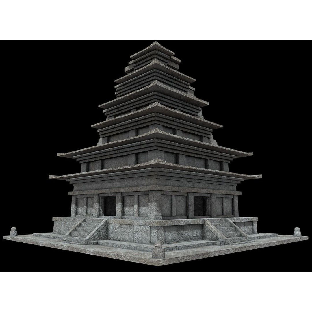 Mireuksaji Stone Pagoda 3D Model – Low Poly Architectural Asset, FBX - View 5
