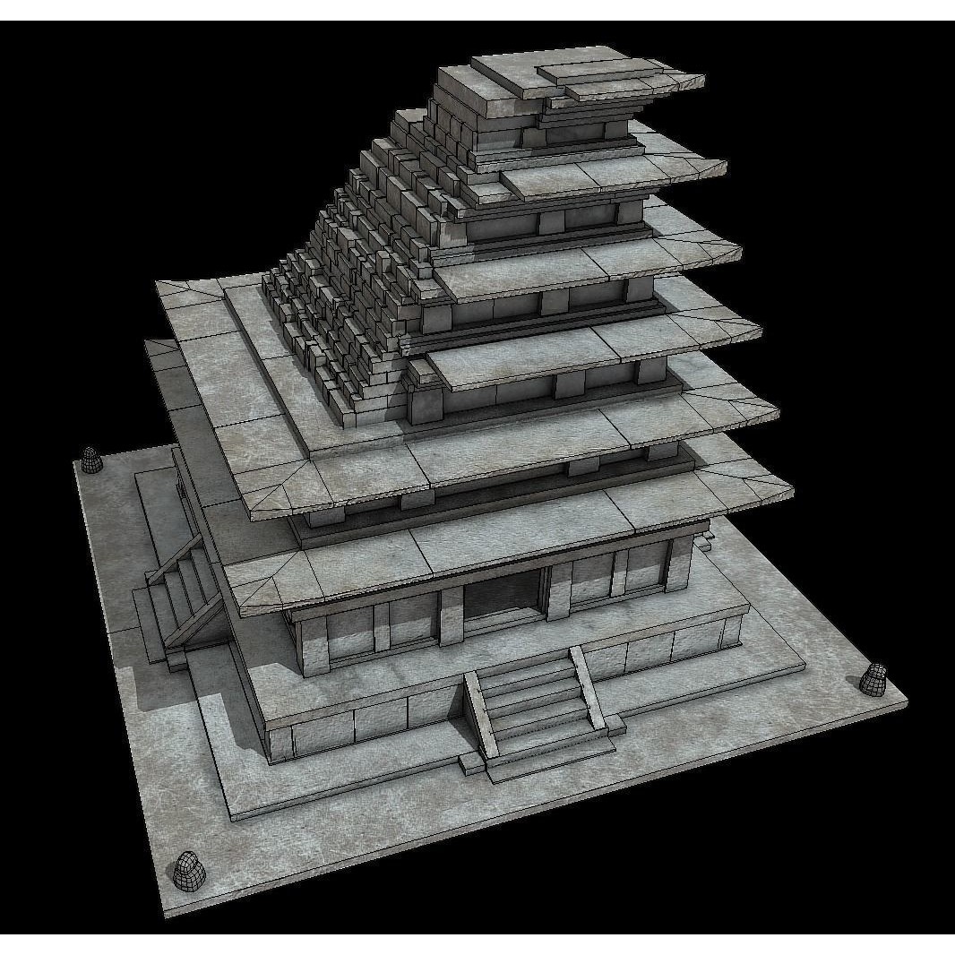 Mireuksaji Stone Pagoda 3D Model – Low Poly Architectural Asset, FBX - View 9