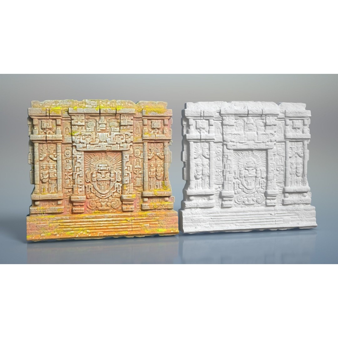 Mayan Temple Walls 3D Model – High Poly Architectural Asset, FBX - View 4