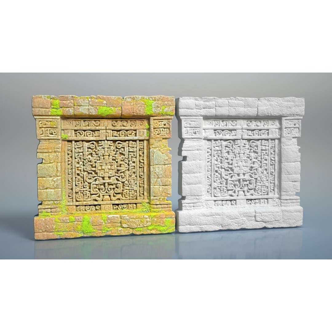 Mayan Temple Walls 3D Model – High Poly Architectural Asset, FBX - View 7