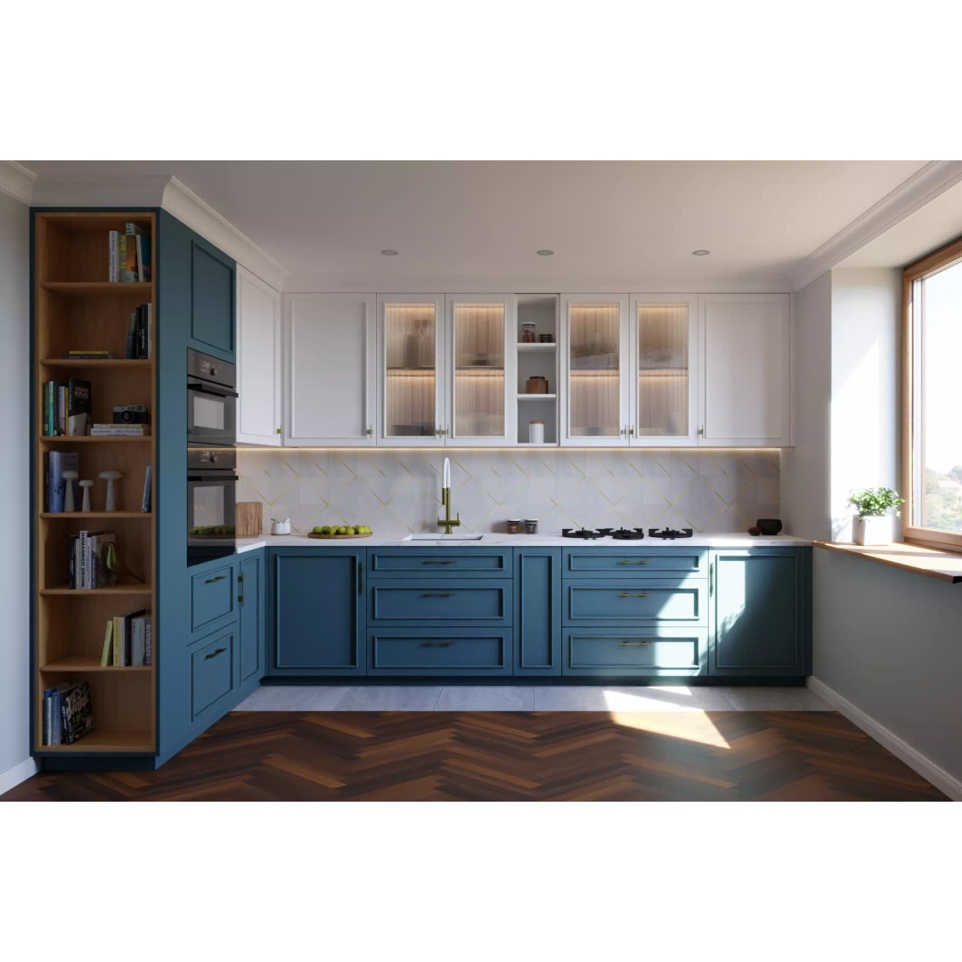 L-Shape Kitchen 3D Model – Contemporary Classic Design, FBX, Blender - View 2