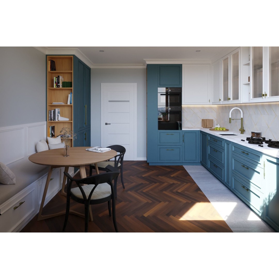 L-Shape Kitchen 3D Model – Contemporary Classic Design, FBX, Blender - View 4