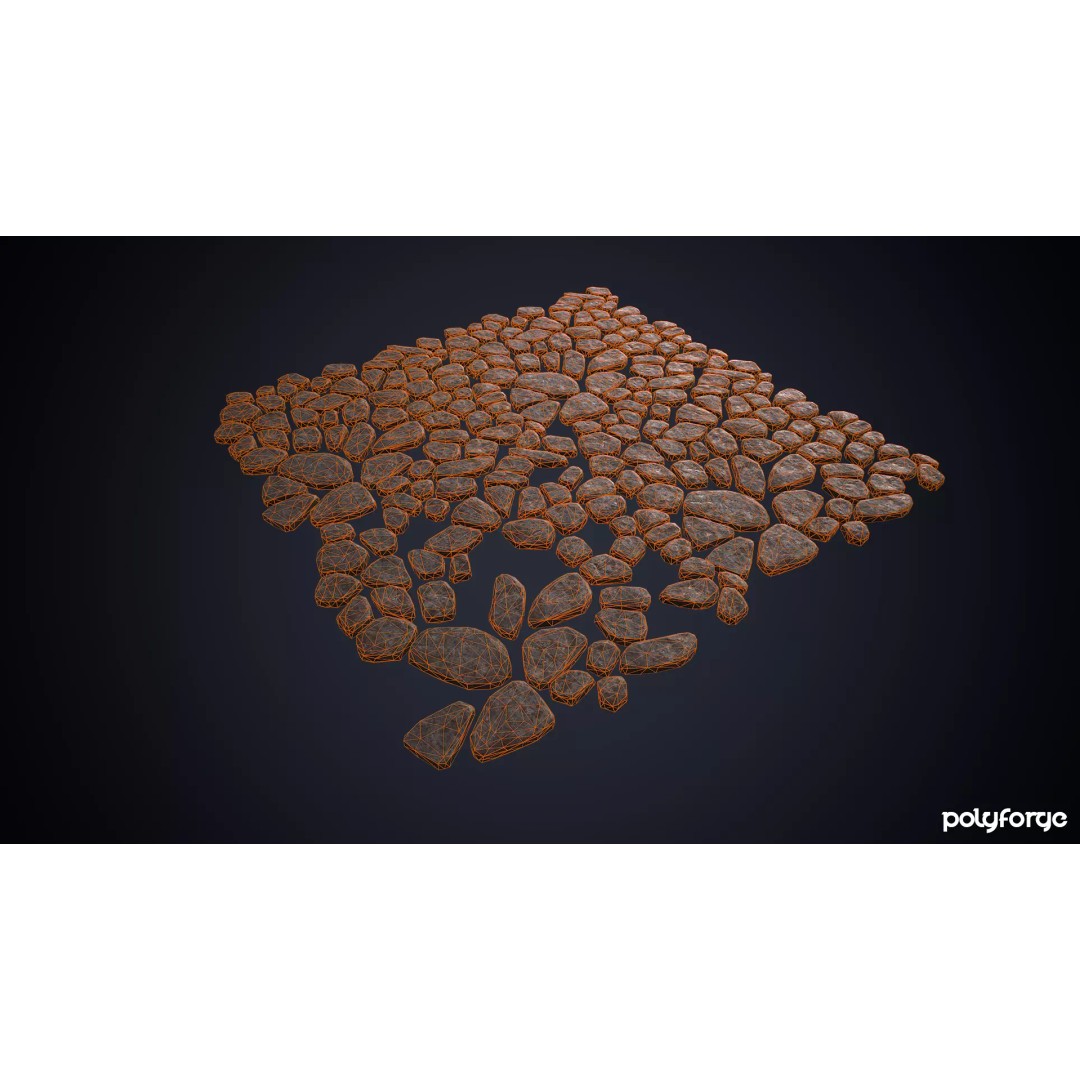 Chunky Cobble Stone Path 3D Model – Low Poly Game Asset, FBX - View 6