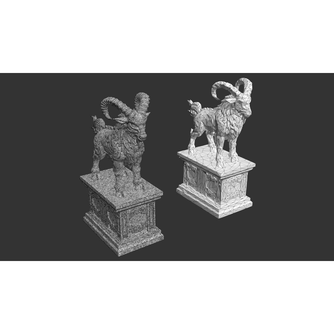 Ancient Statue 3D Model – Low Poly PBR Asset, FBX, OBJ