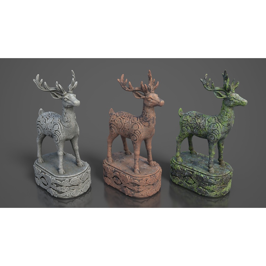 Ancient Statue 3D Model – Low Poly PBR Asset, FBX, OBJ - View 10