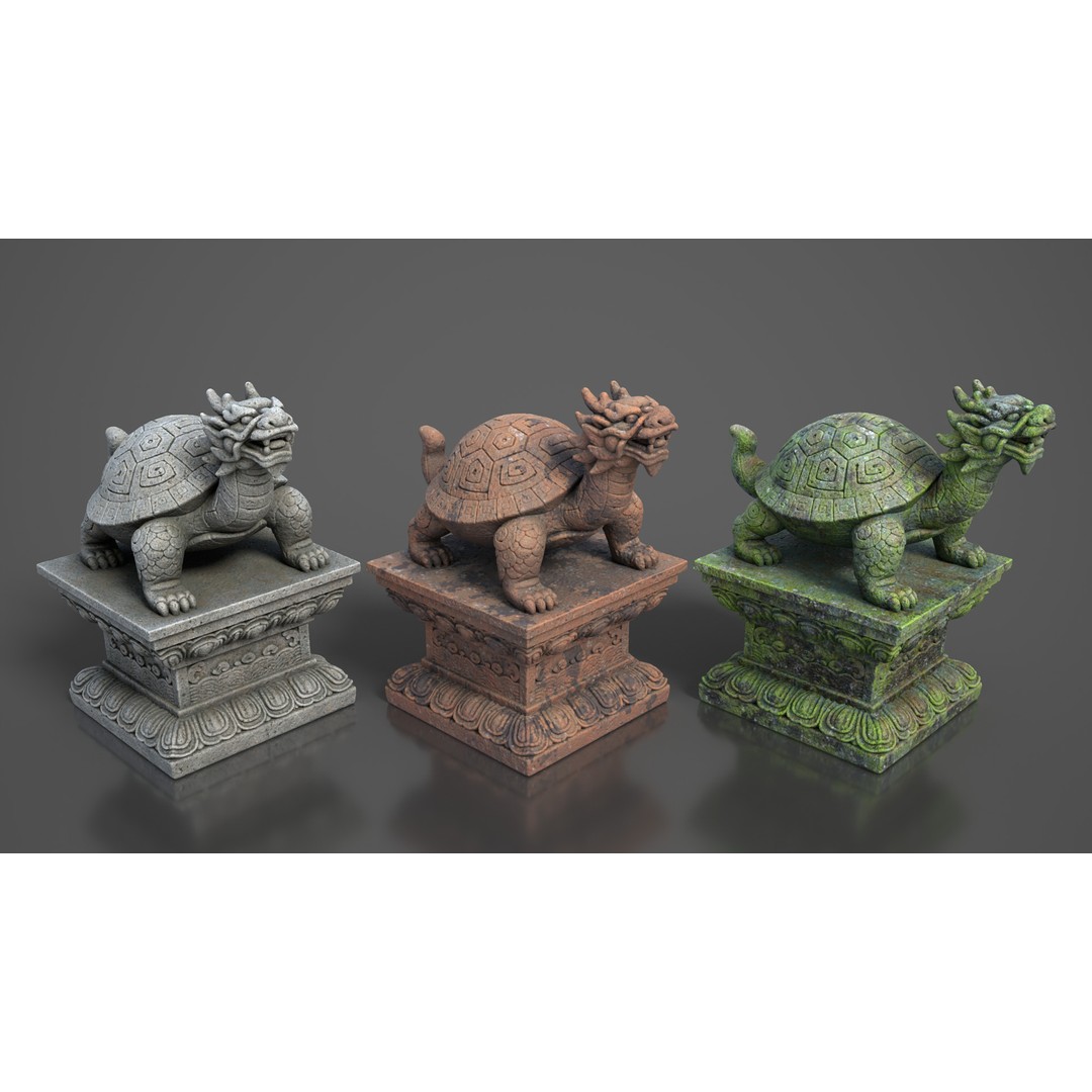 Ancient Statue 3D Model – Low Poly PBR Asset, FBX, OBJ - View 12