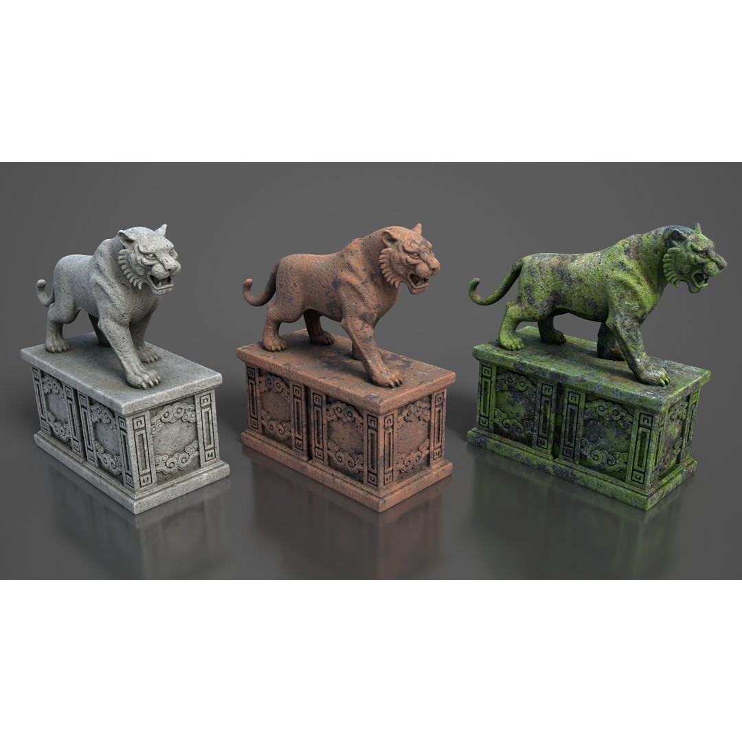 Ancient Statue 3D Model – Low Poly PBR Asset, FBX, OBJ - View 4