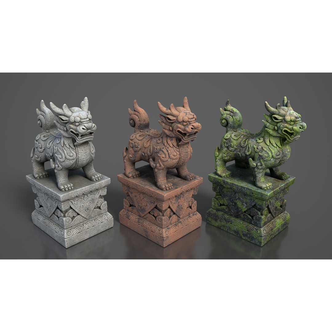 Ancient Statue 3D Model – Low Poly PBR Asset, FBX, OBJ - View 8