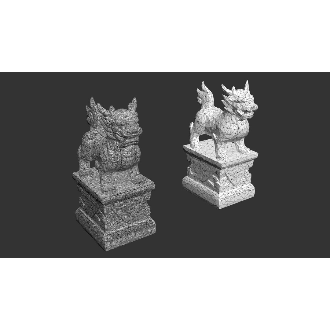 Ancient Statue 3D Model – Low Poly PBR Asset, FBX, OBJ - View 9