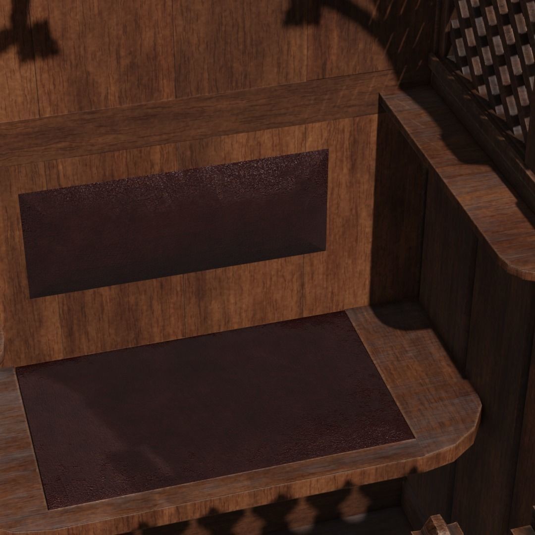 Confessional 3D Model – Gothic Design, Rigged, PBR Textures, FBX - View 11