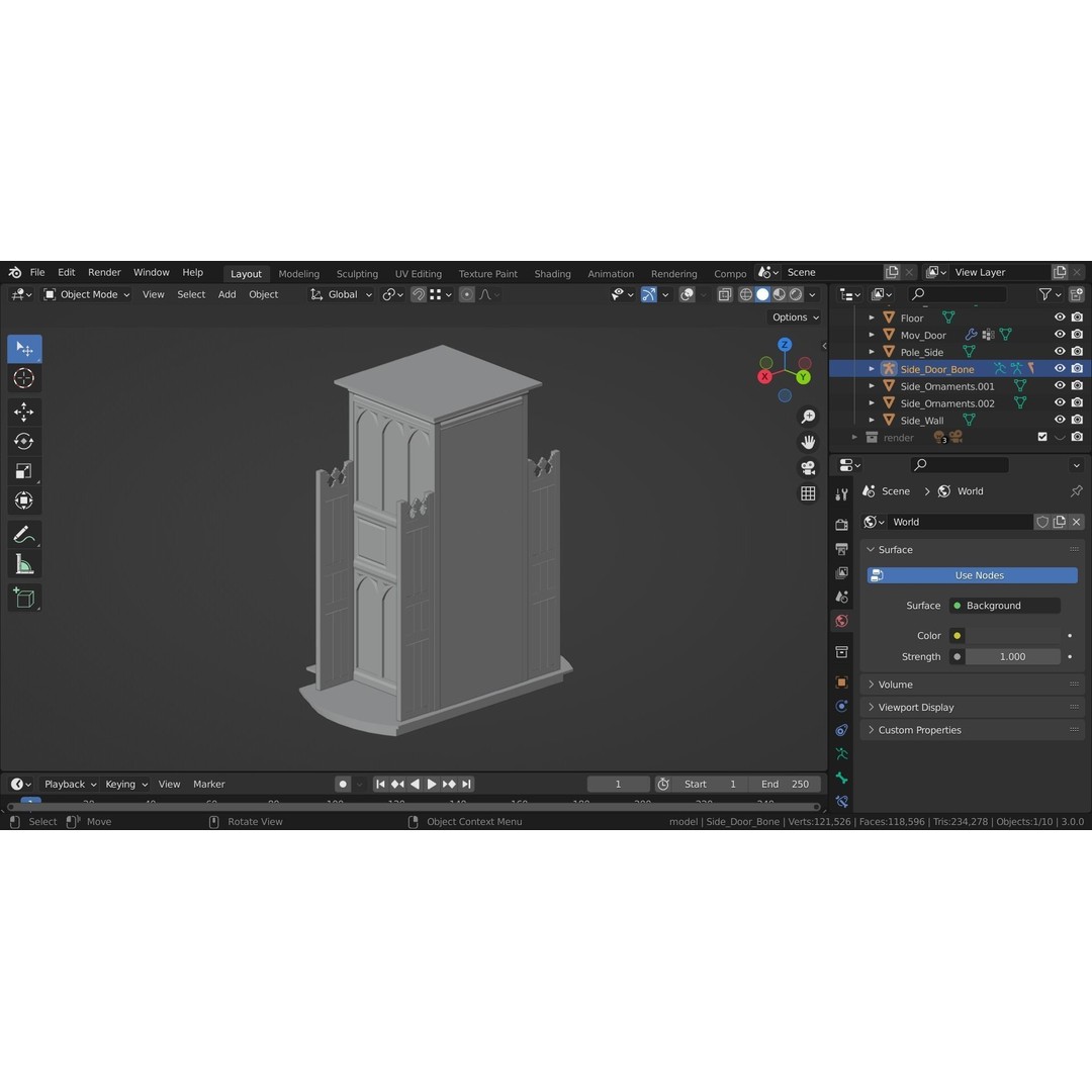 Confessional 3D Model – Gothic Design, Rigged, PBR Textures, FBX - View 18