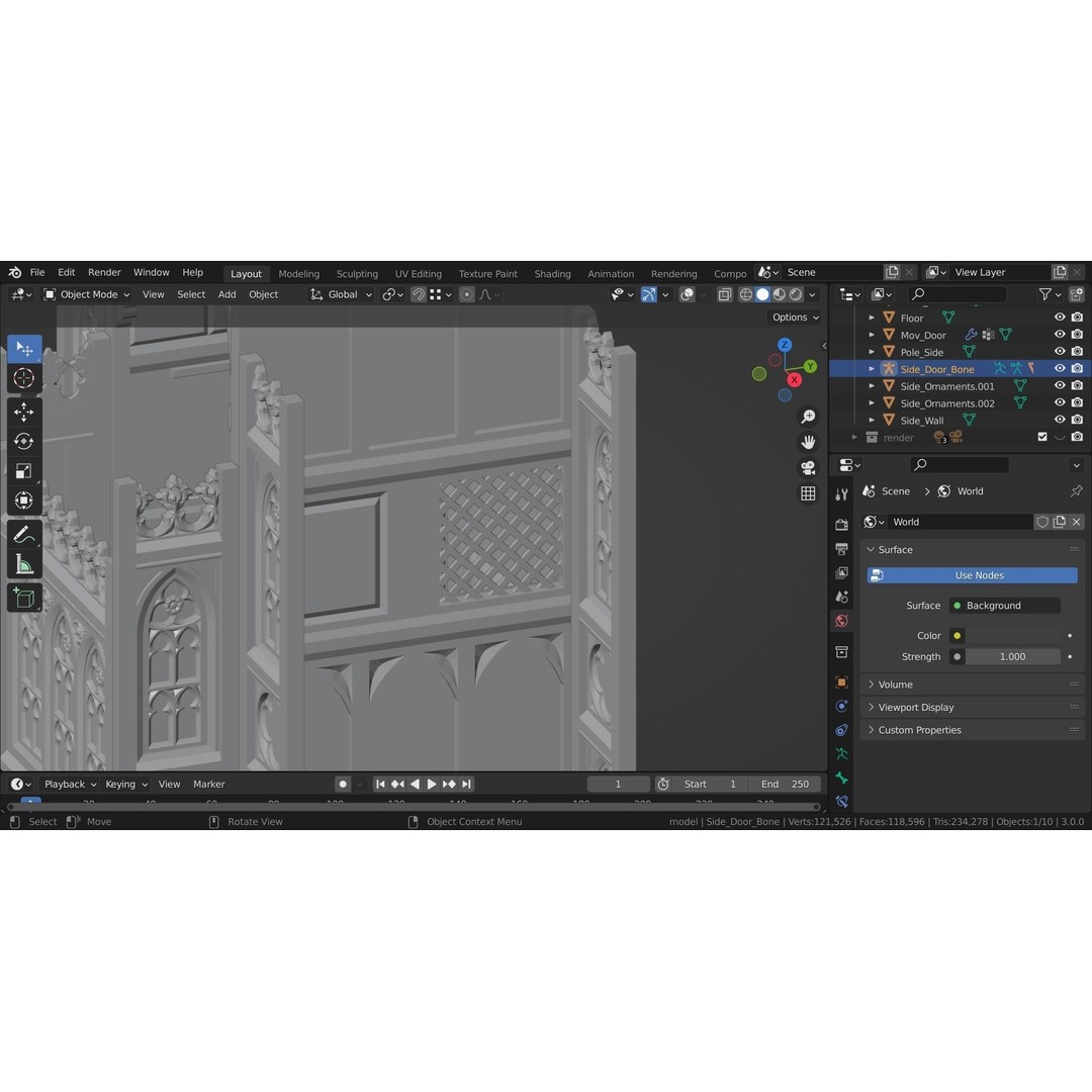 Confessional 3D Model – Gothic Design, Rigged, PBR Textures, FBX - View 19