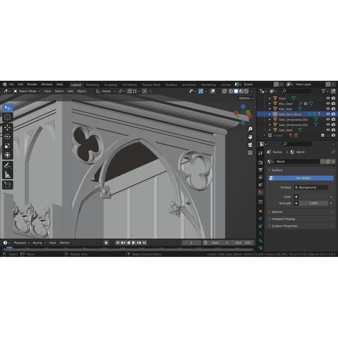 Confessional 3D Model – Gothic Design, Rigged, PBR Textures, FBX - View 20