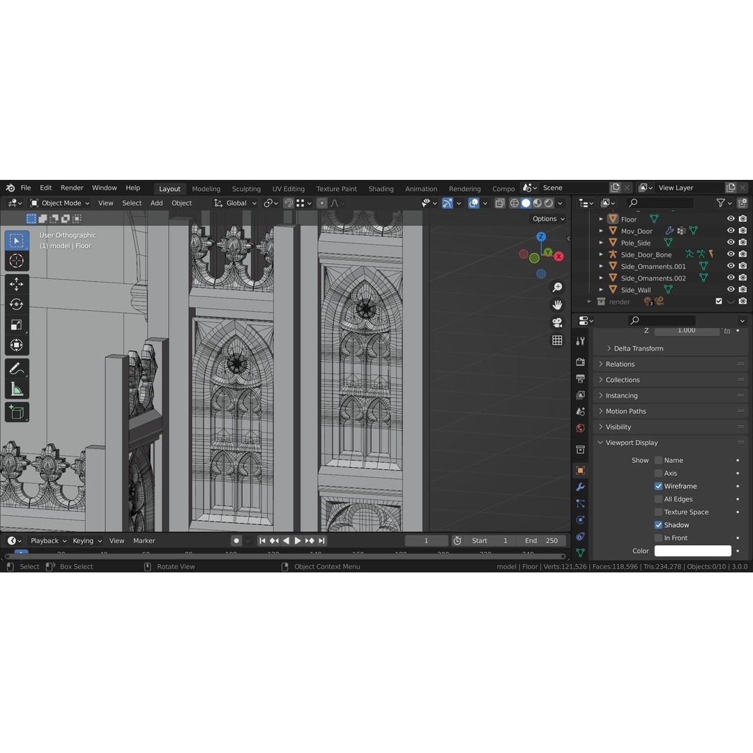 Confessional 3D Model – Gothic Design, Rigged, PBR Textures, FBX - View 22