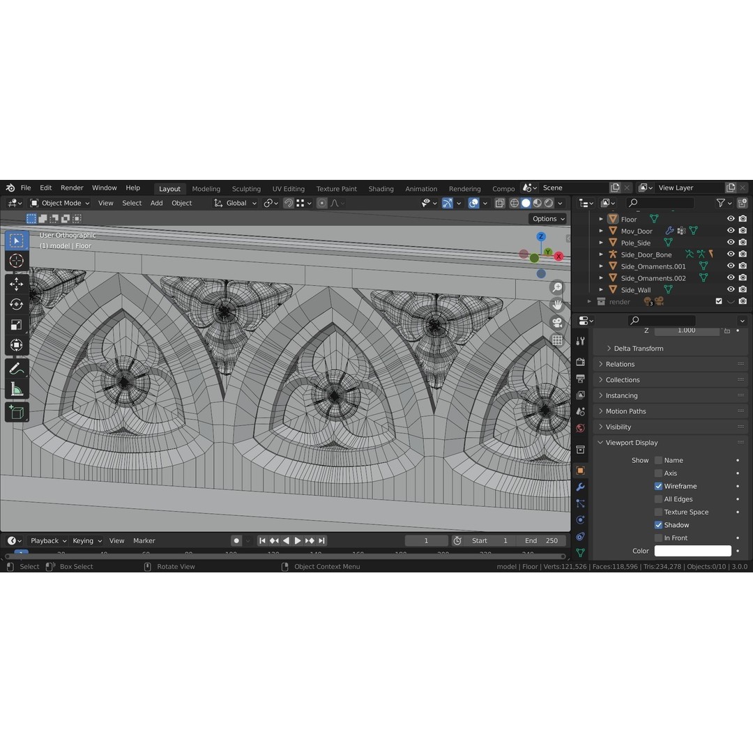 Confessional 3D Model – Gothic Design, Rigged, PBR Textures, FBX - View 23