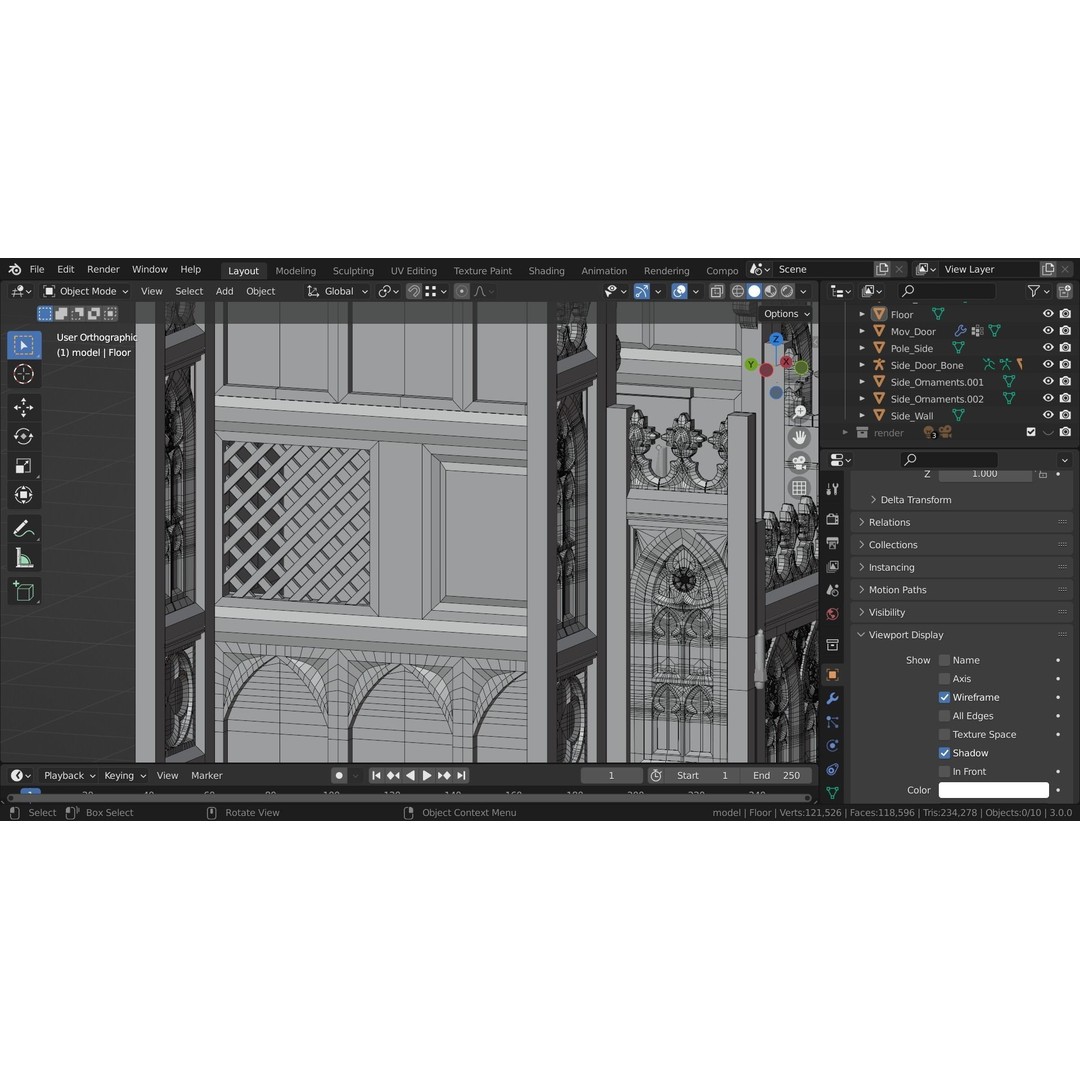Confessional 3D Model – Gothic Design, Rigged, PBR Textures, FBX - View 24