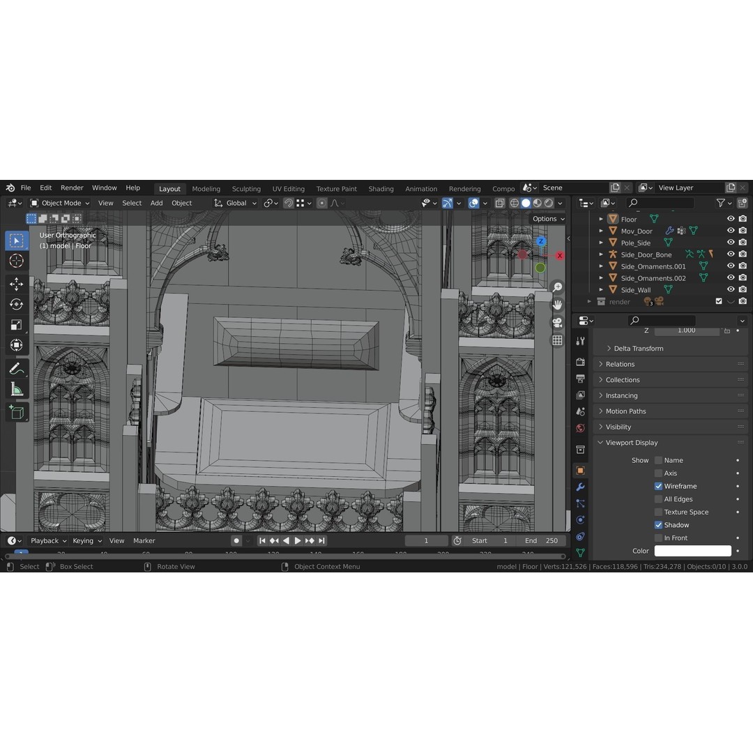 Confessional 3D Model – Gothic Design, Rigged, PBR Textures, FBX - View 25