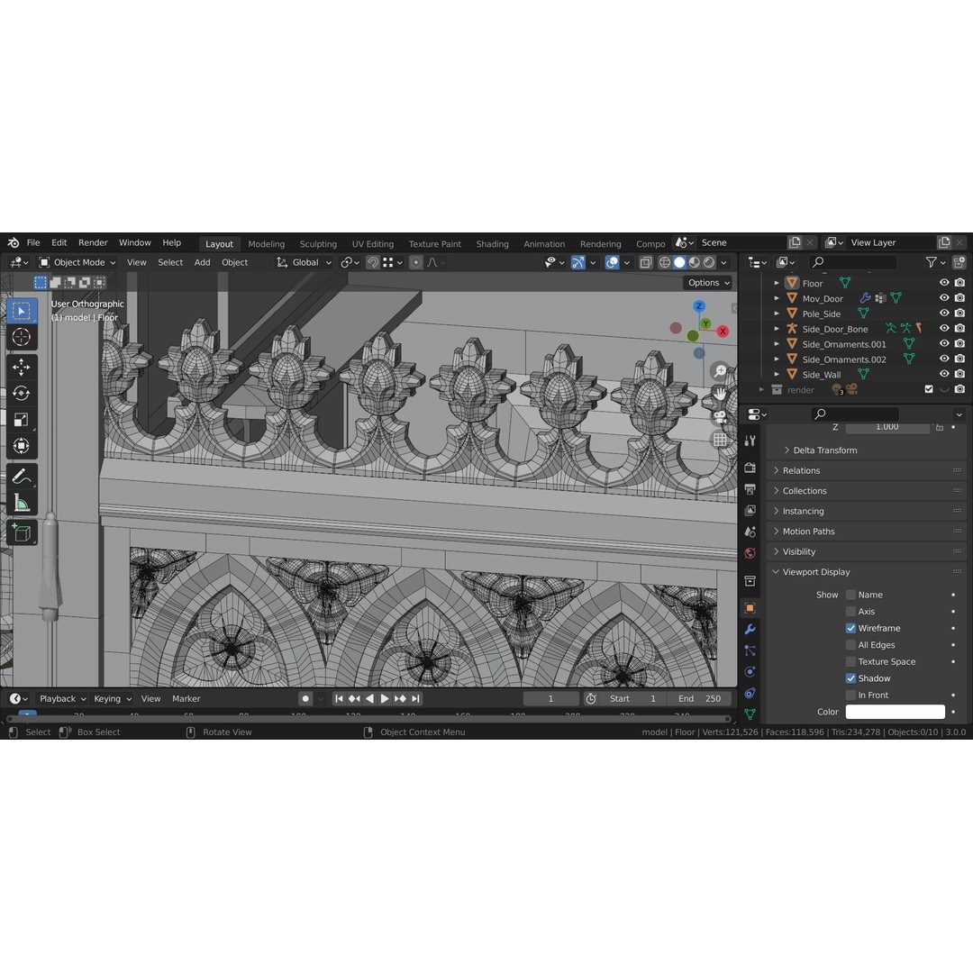 Confessional 3D Model – Gothic Design, Rigged, PBR Textures, FBX - View 26